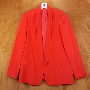 TRUTH AND PRIDE Womens Blazer Large Red Open Lightweight 100% Silk Lined Jacket